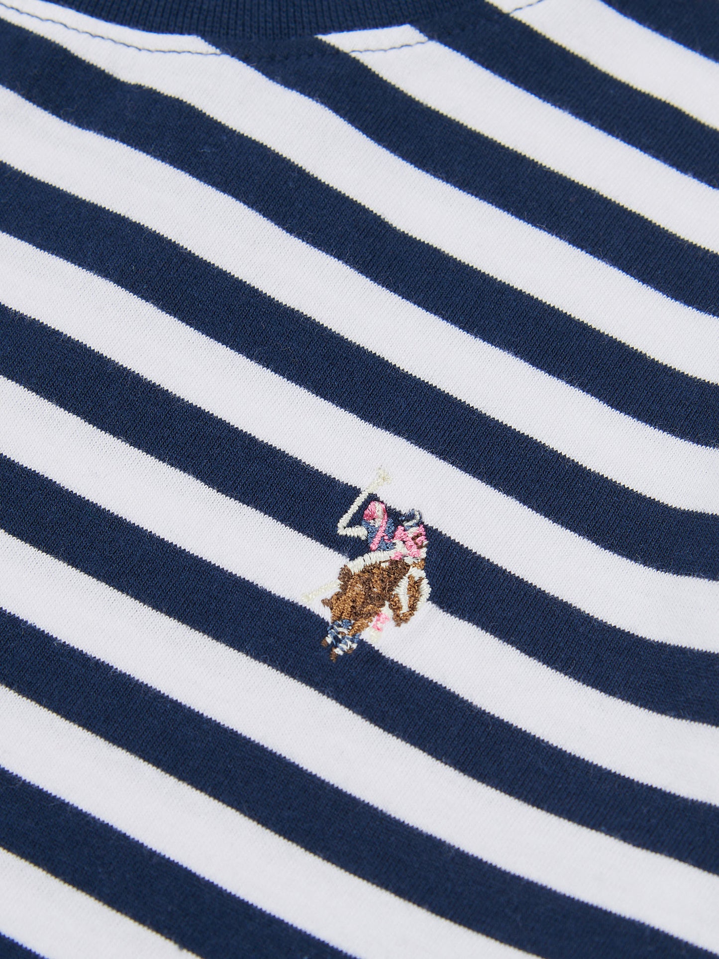 Womens Stripe Crew Neck T-Shirt in Navy Iris