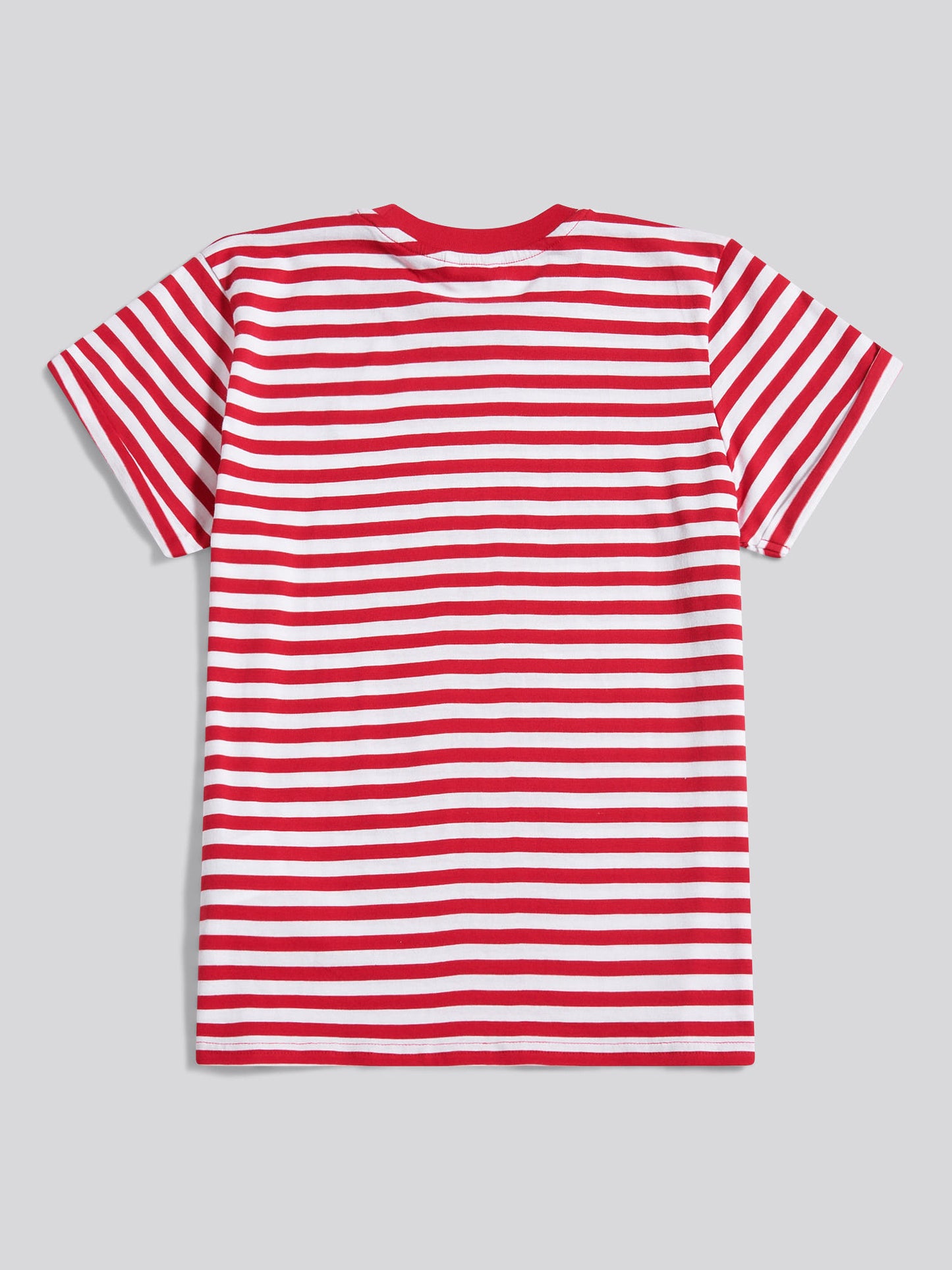 Womens Stripe Crew Neck T-Shirt in Jalapeno Red