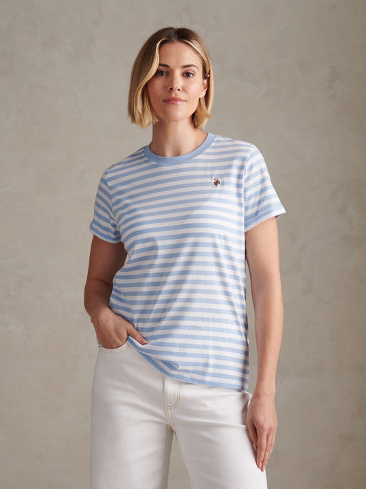 Womens Stripe Crew Neck T-Shirt Open Air
