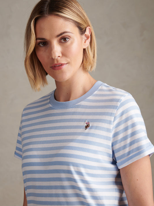Womens Stripe Crew Neck T-Shirt Open Air