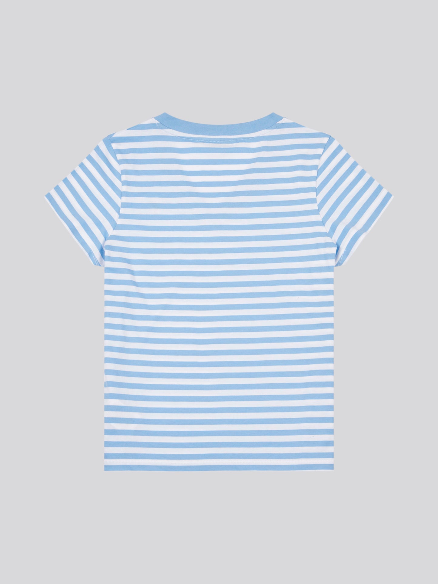 Womens Stripe V-Neck Neck T-Shirt in Vista Blue