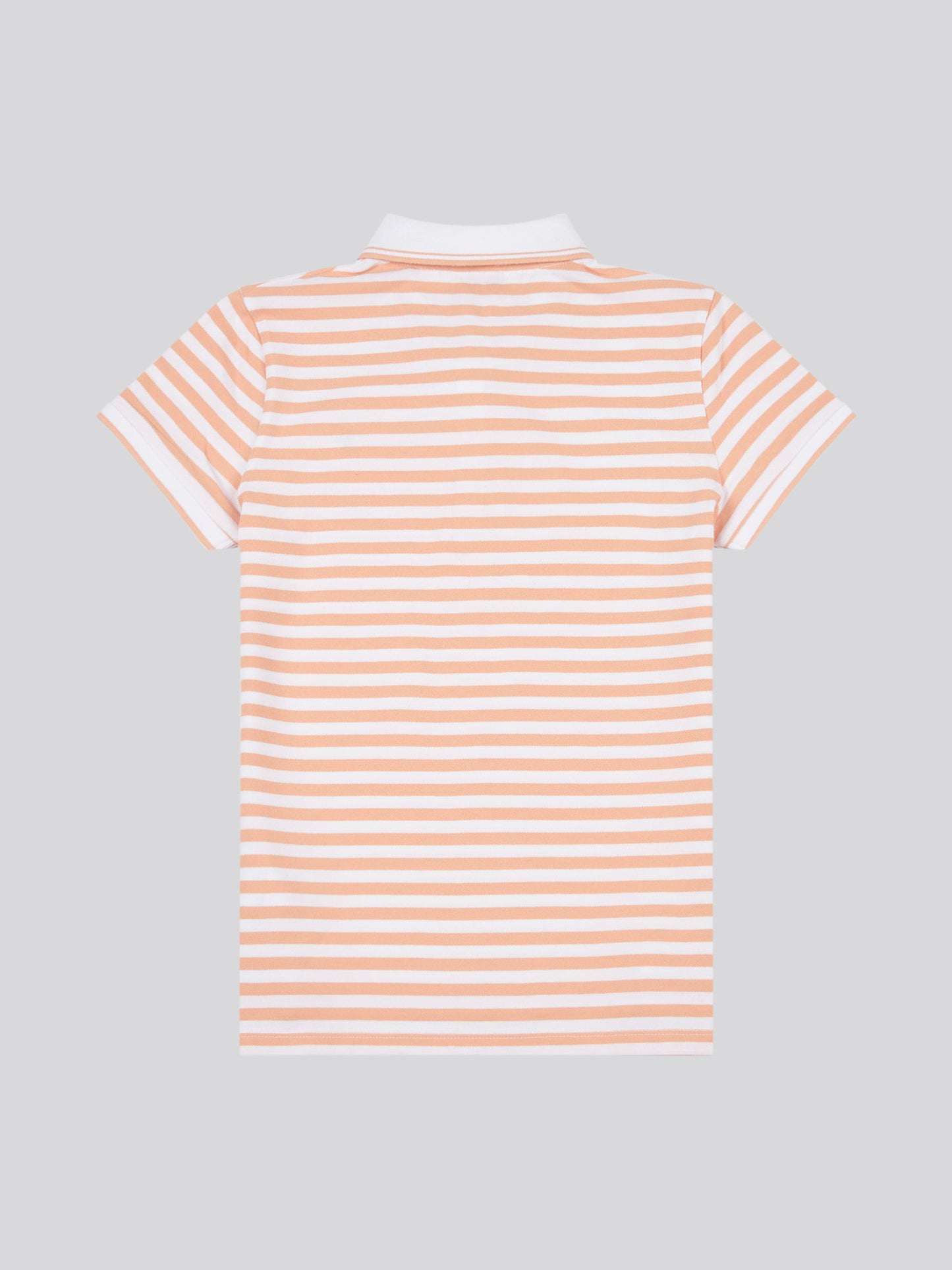 Womens Stripe Polo Shirt in Peach Nectar