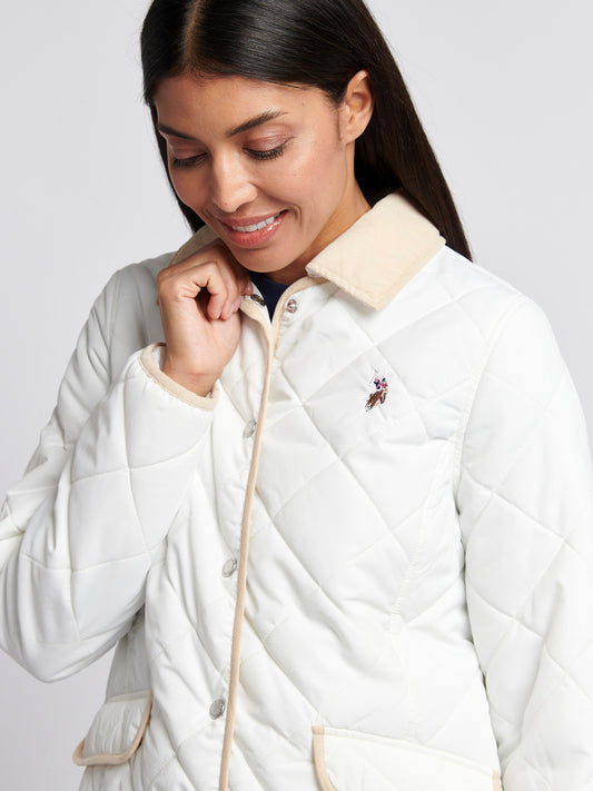 Womens Quilted Collared Jacket in Marshmallow