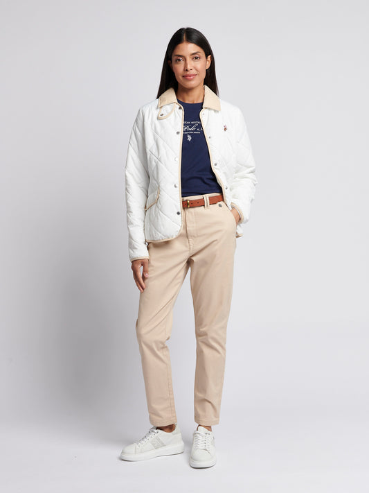 Womens Quilted Collared Jacket in Marshmallow