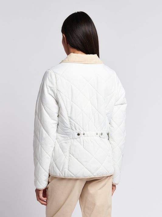 Womens Quilted Collared Jacket in Marshmallow