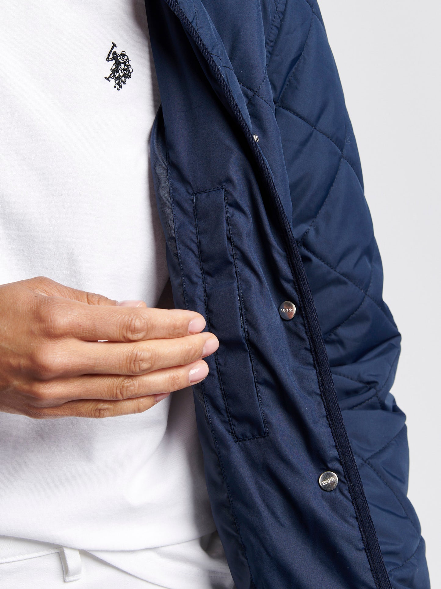 Womens Quilted Collared Jacket in Navy Iris