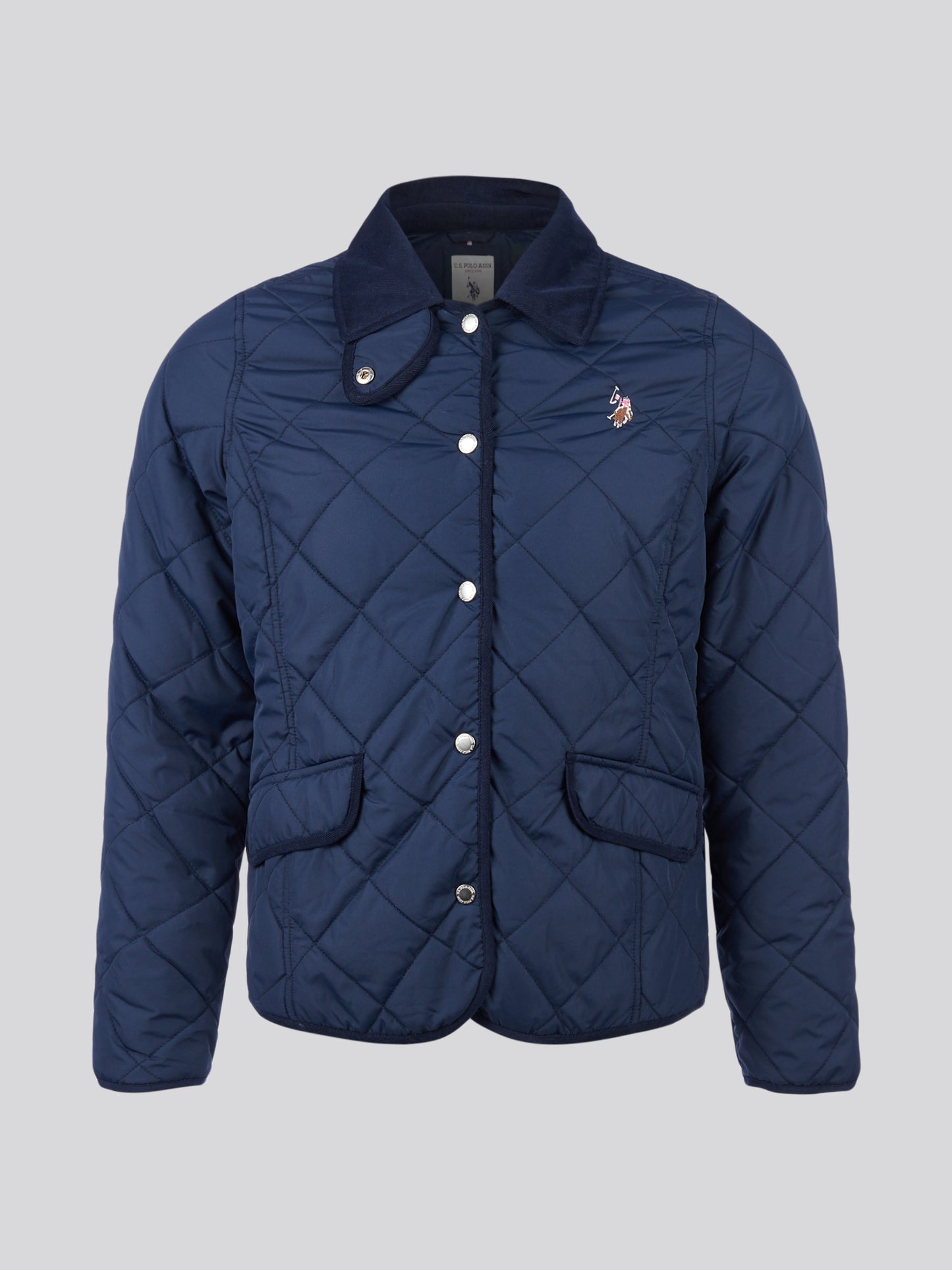 Womens Quilted Collared Jacket in Navy Iris