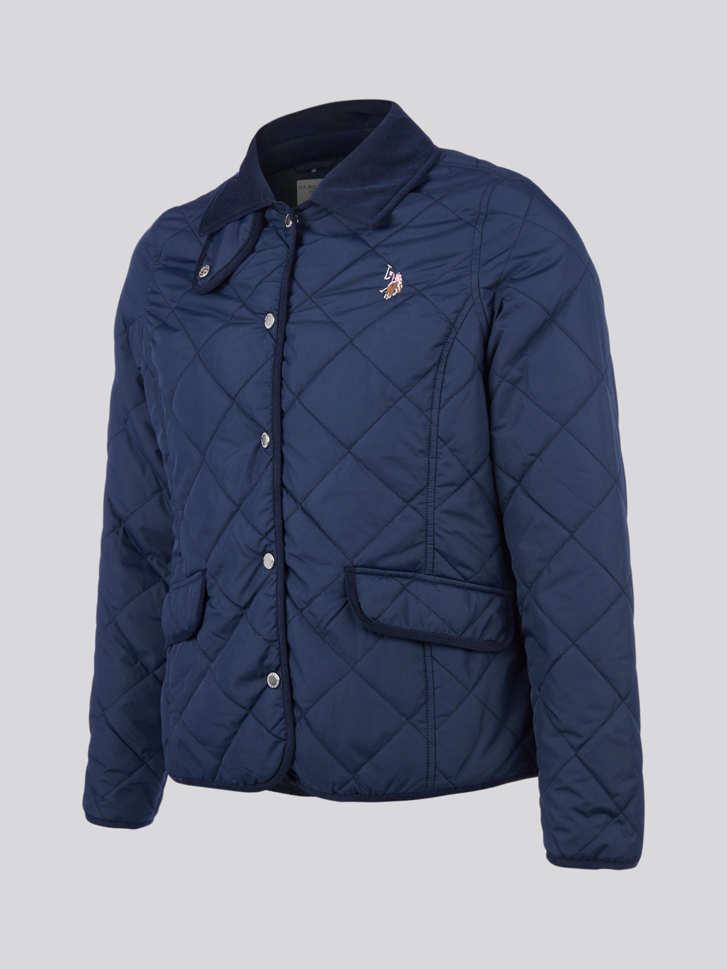 Womens Quilted Collared Jacket in Navy Iris