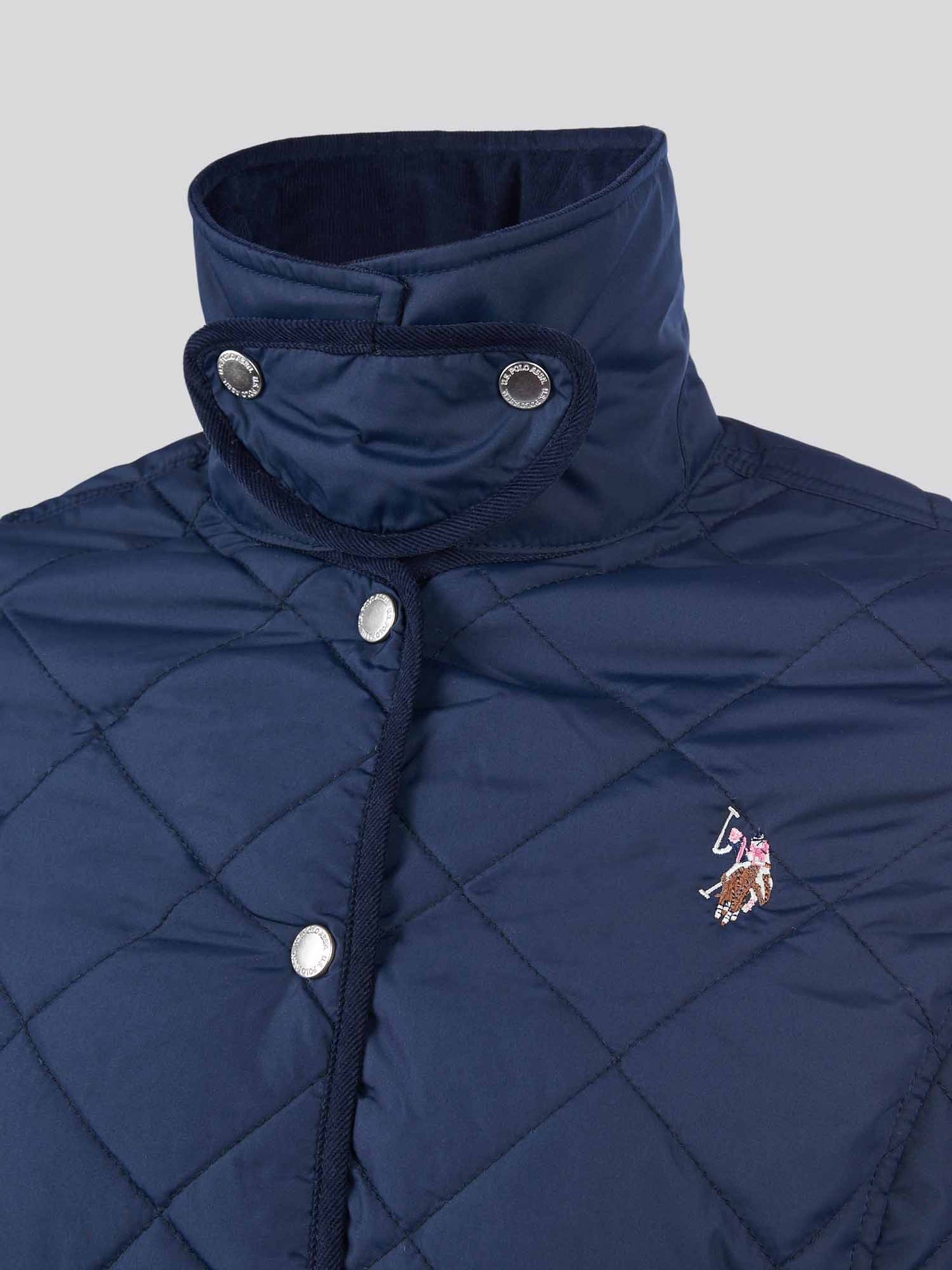 Womens Quilted Collared Jacket in Navy Iris