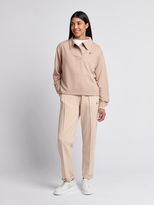 Womens Collared Stripe Sweatshirt in Smoke Gray