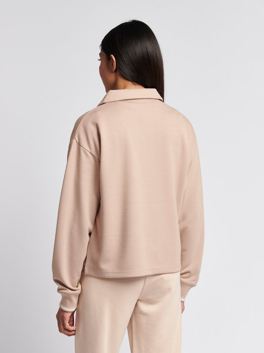 Womens Collared Stripe Sweatshirt in Smoke Gray