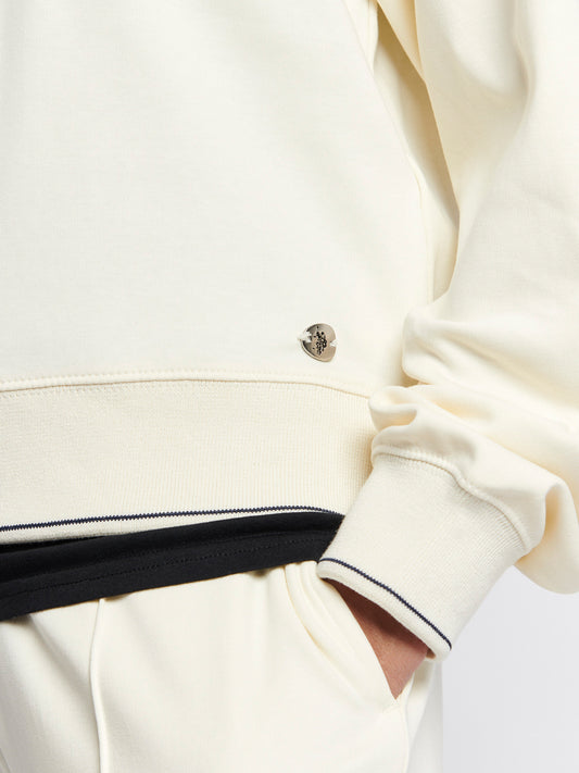 Womens Half Zip Tipped Sweatshirt in Marshmallow