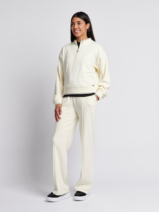 Womens Half Zip Tipped Sweatshirt in Marshmallow