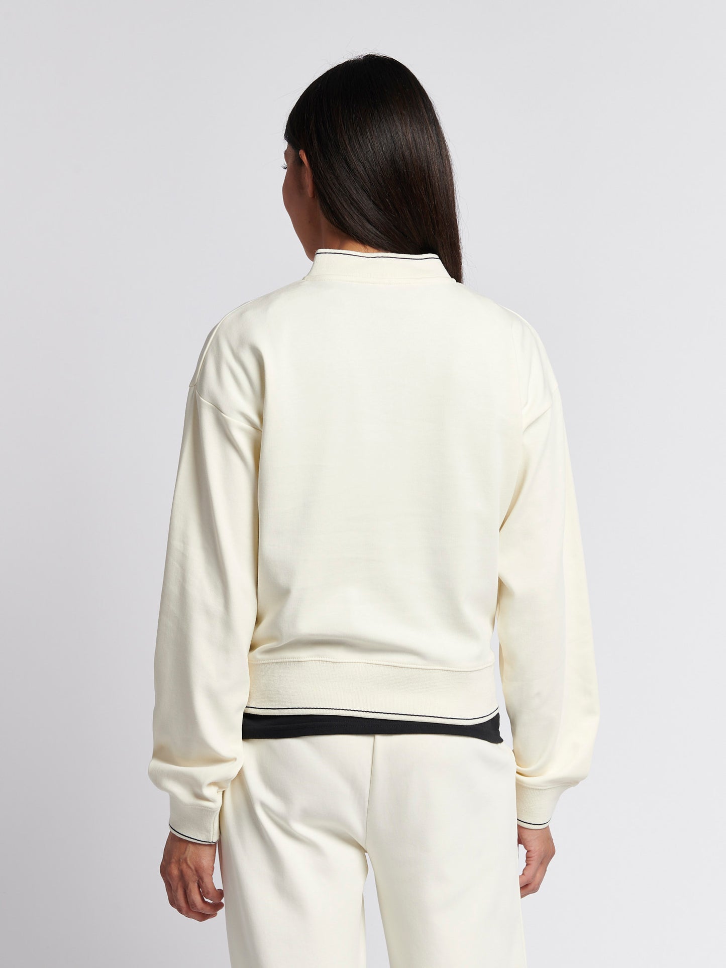 Womens Half Zip Tipped Sweatshirt in Marshmallow