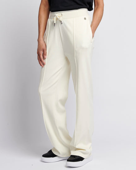 Womens Pintuck Tipped Wide Jogger in Marshmallow