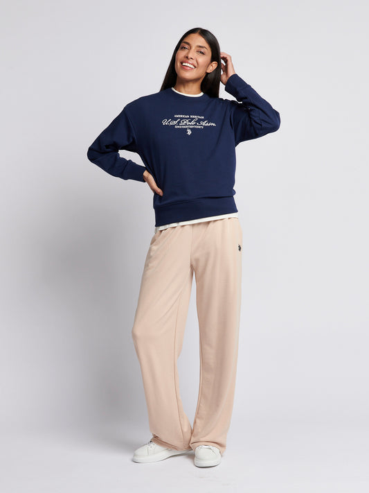 Womens Premium Graphic Crew Sweatshirt in Navy Iris