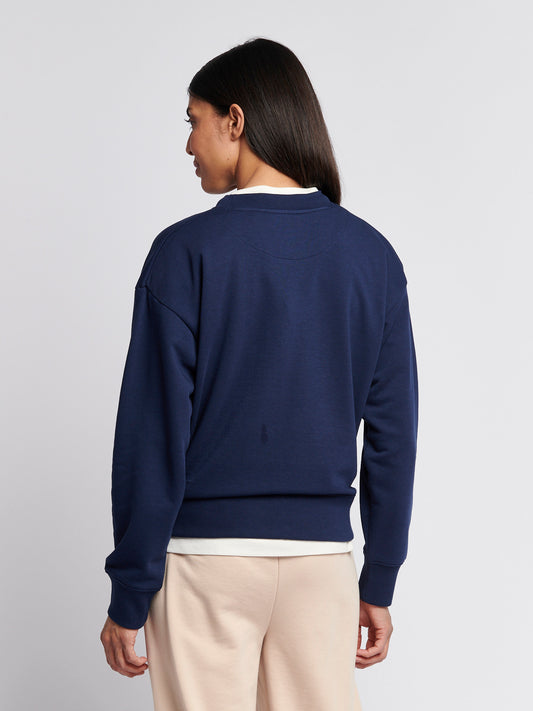 Womens Premium Graphic Crew Sweatshirt in Navy Iris