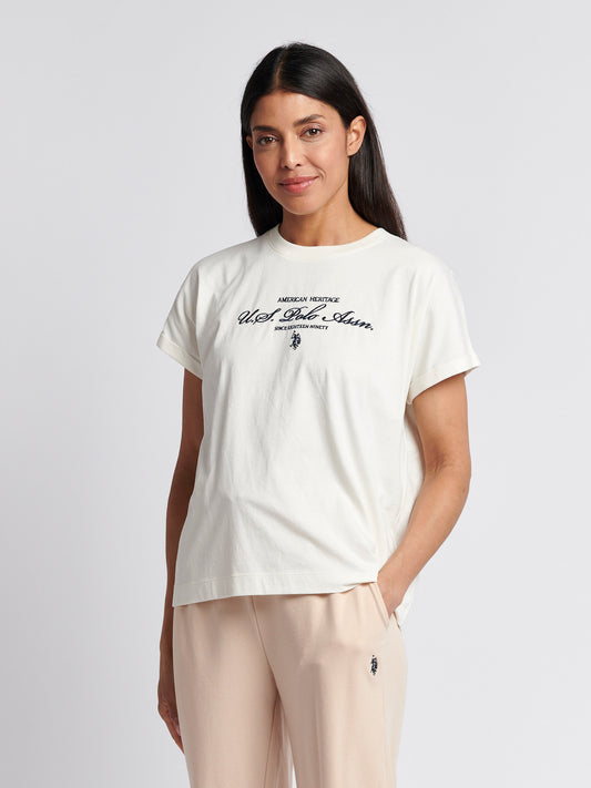 Womens Premium Graphic Grown On Sleeve T-Shirt in Marshmallow