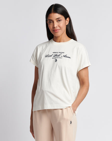 Womens Premium Graphic Grown On Sleeve T-Shirt in Marshmallow