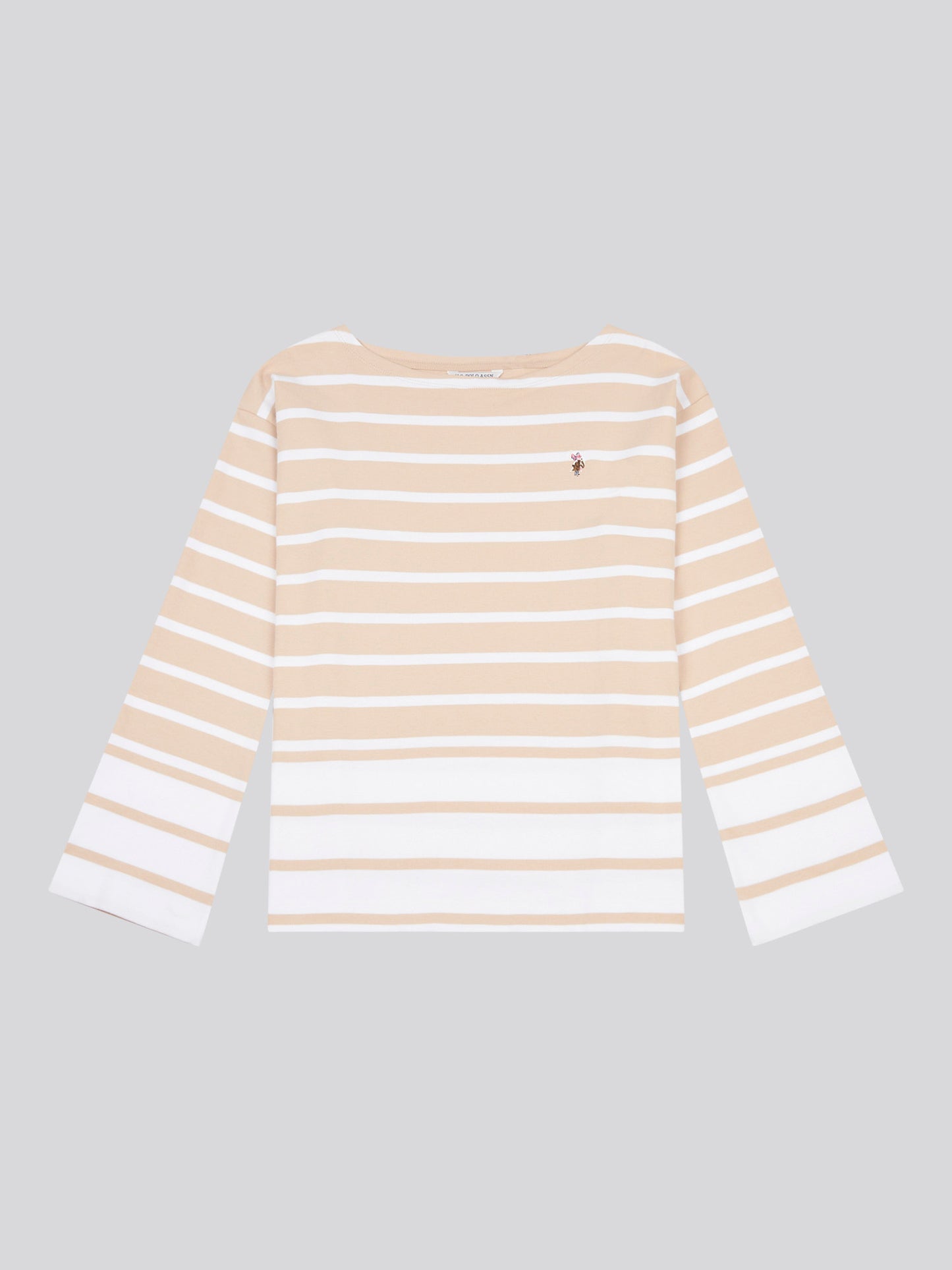 Womens Block Stripe Long Sleeve T-Shirt in Smoke Gray