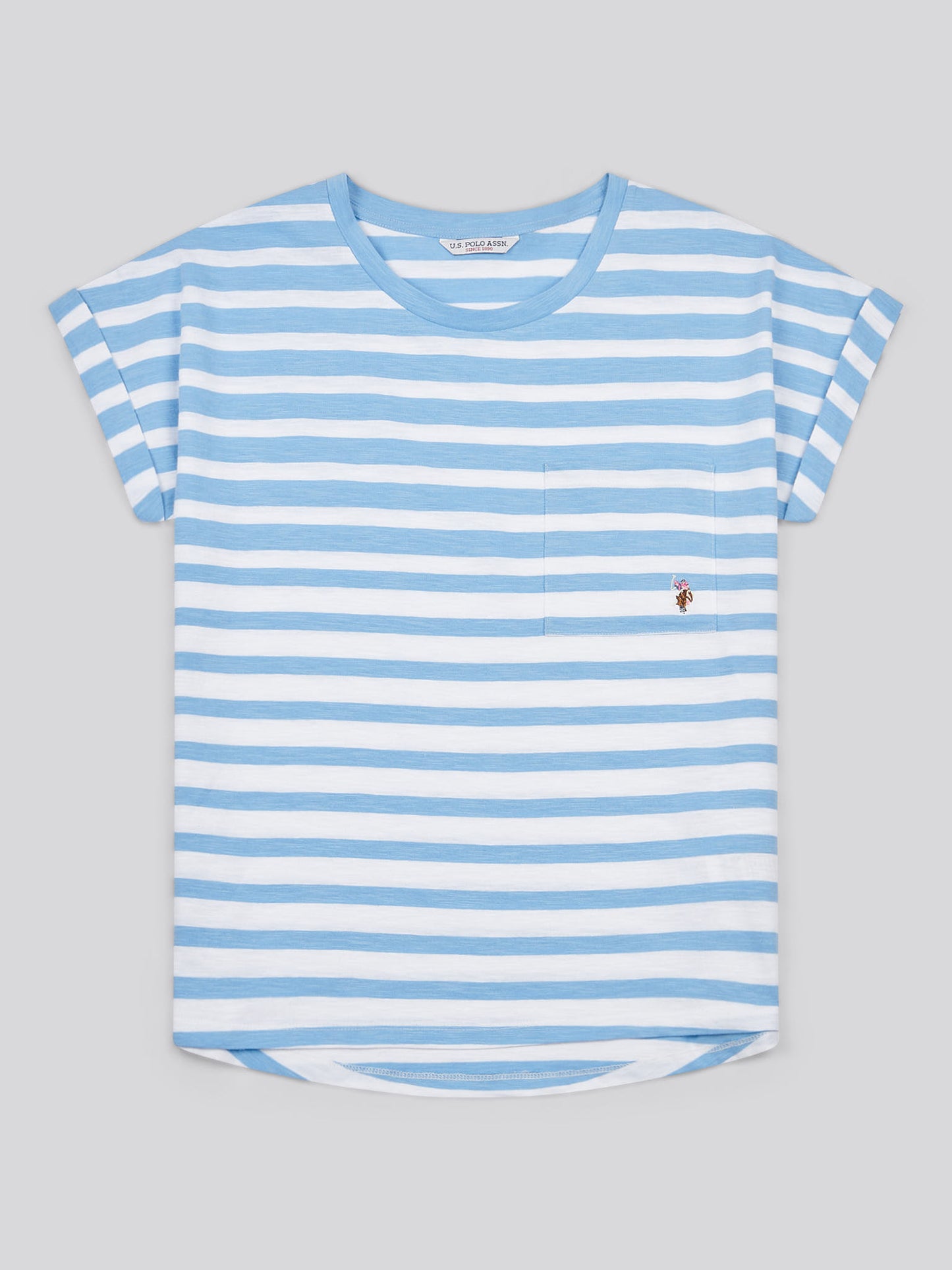 Womens Stripe Slub  T-Shirt in Vista Blue