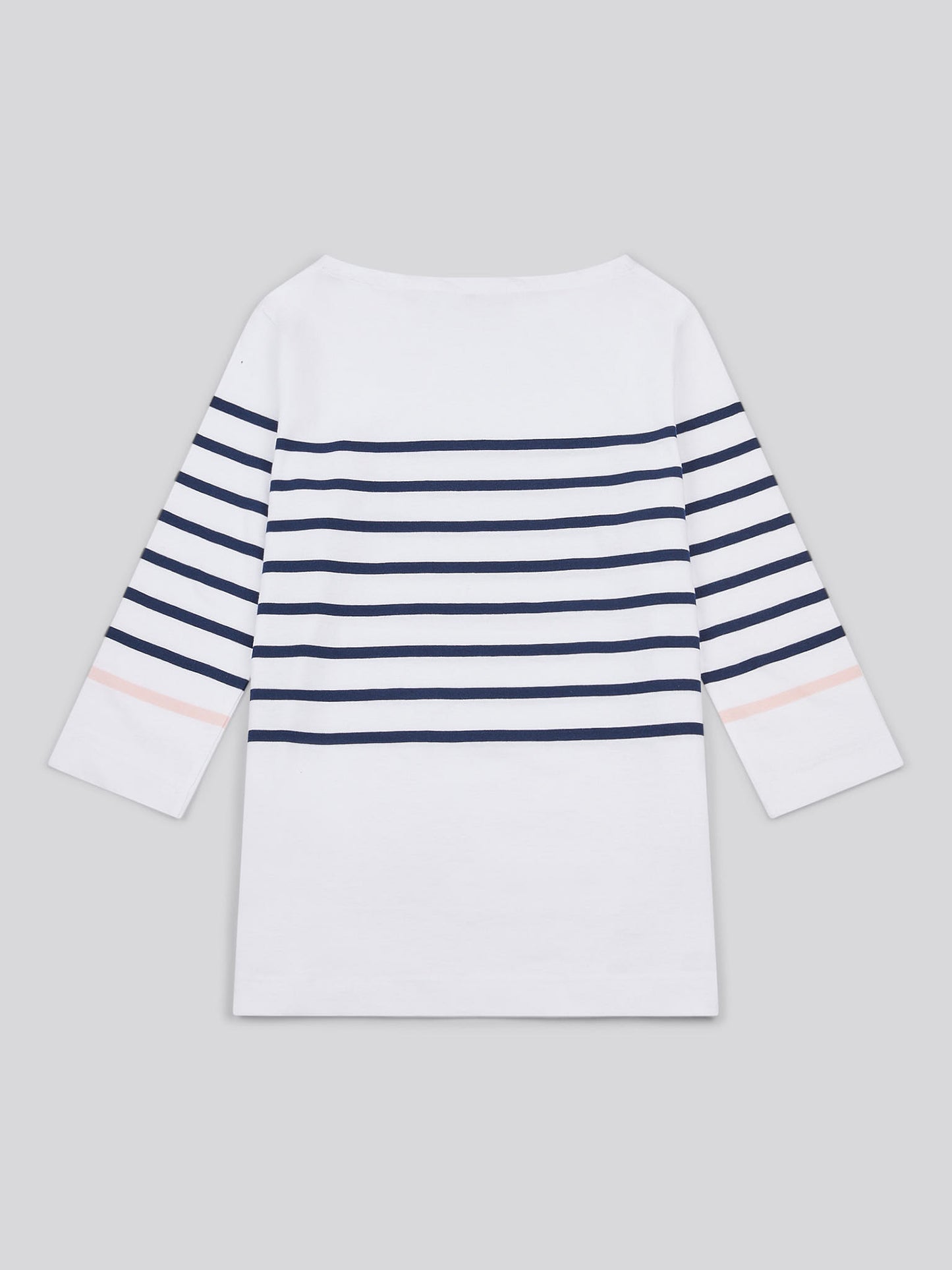 Womens Stripe 3/4 Sleeve Boat Neck T-Shirt in Navy Iris