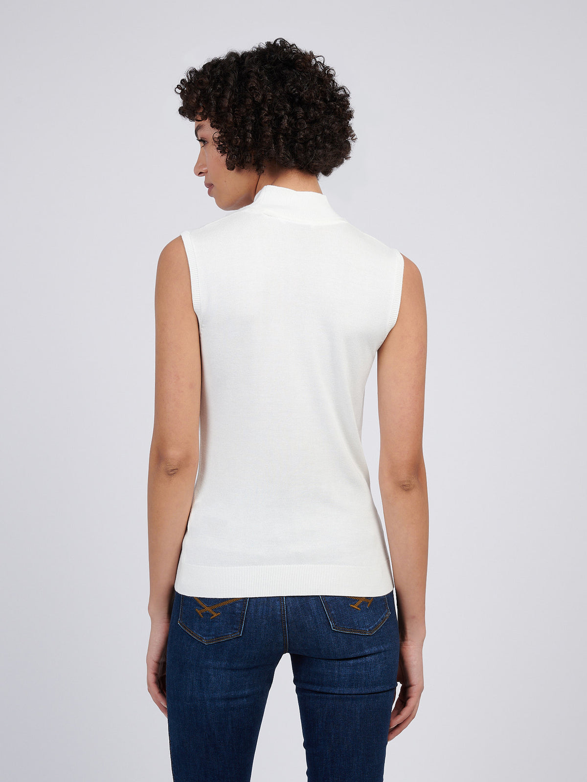 Womens Mock Neck Sleeveless Knit Marshmallow