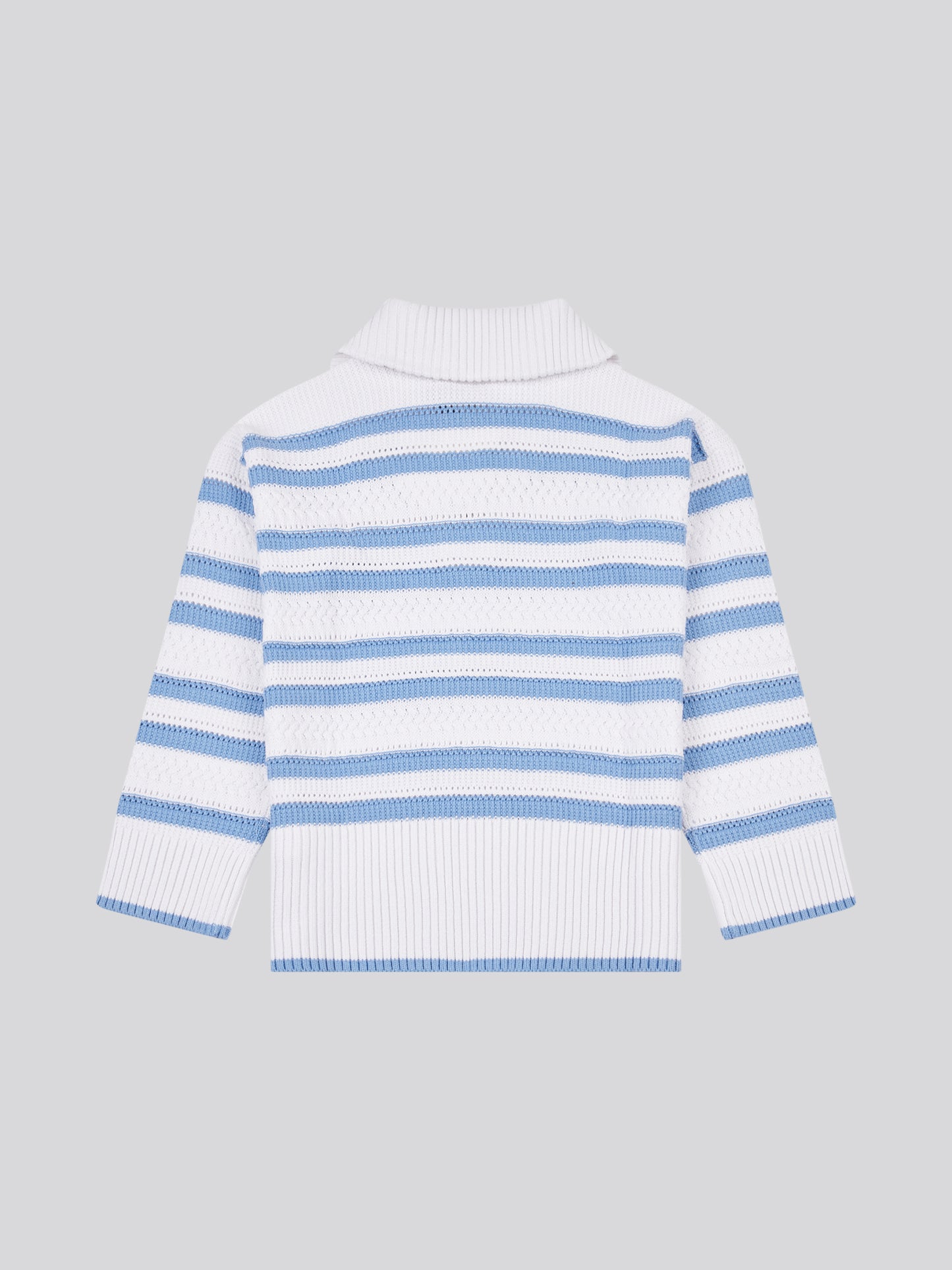 Womens Pointelle Stripe 1/4 Zip Jumper in Vista Blue