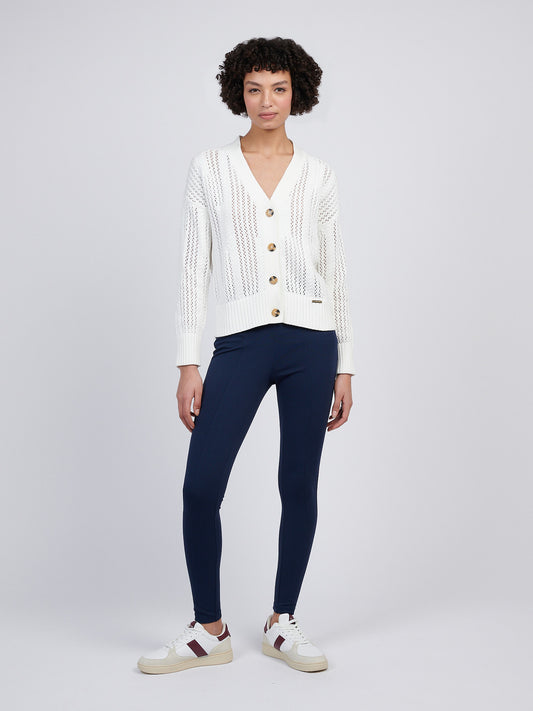 Womens Open Knit Cable Cardigan in Marshmallow