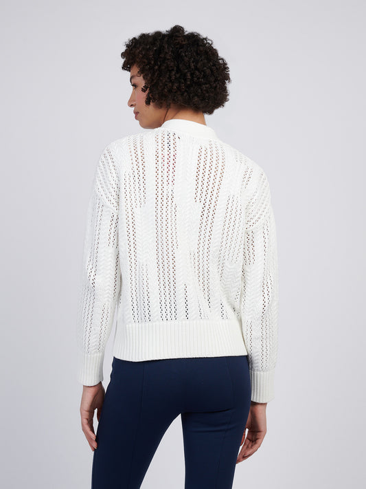 Womens Open Knit Cable Cardigan in Marshmallow