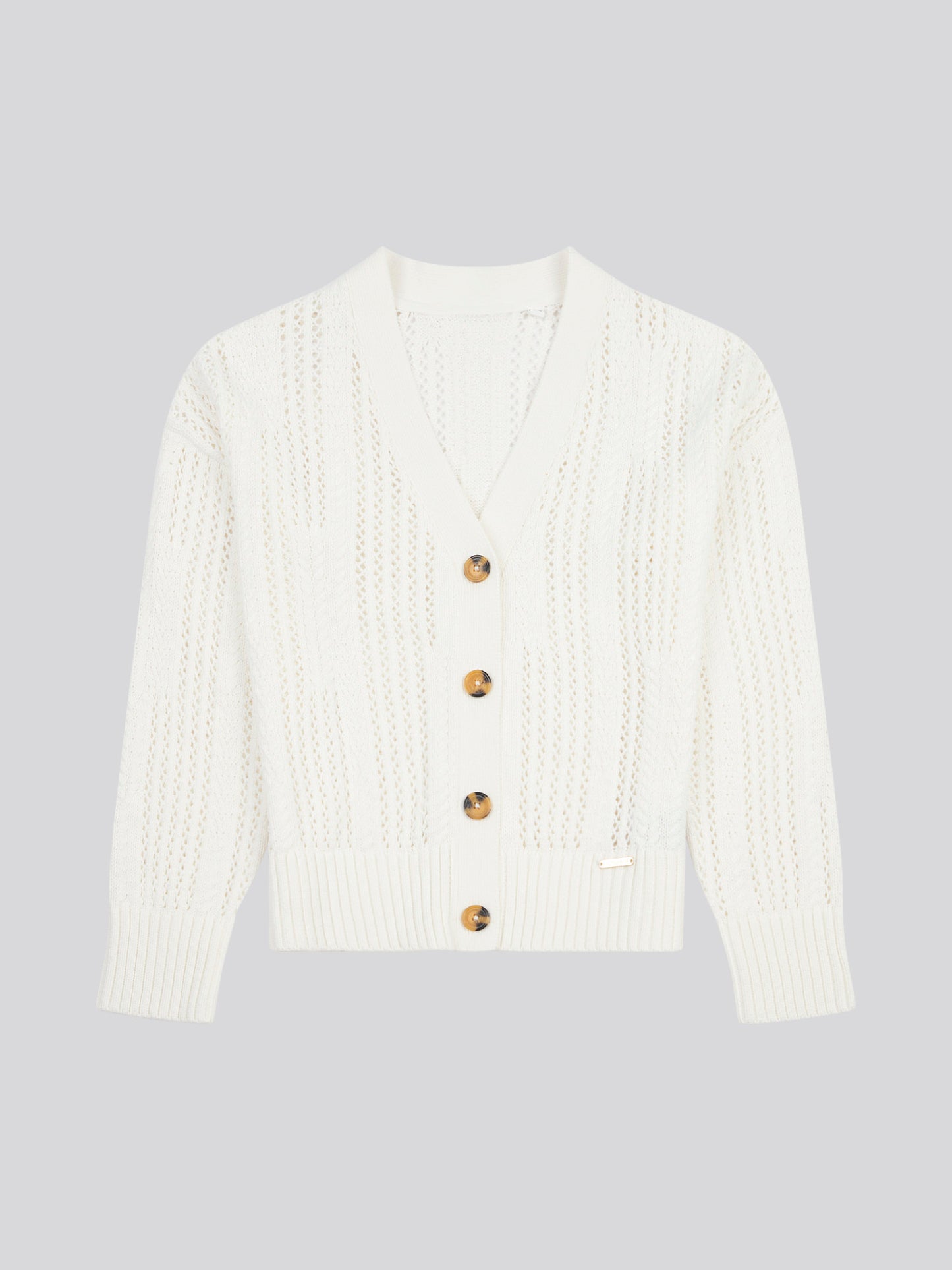Womens Open Knit Cable Cardigan in Marshmallow