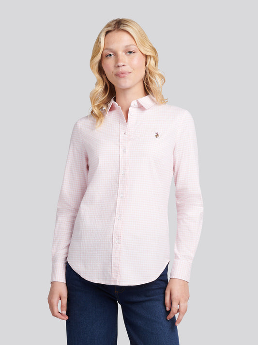 Womens Gingham Classic Fit Shirt in Crystal Rose