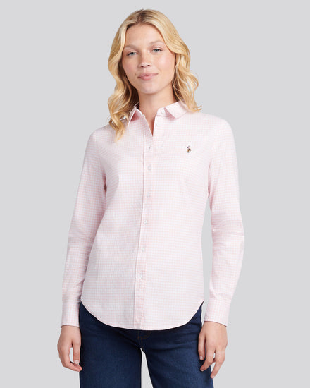 Womens Gingham Classic Fit Shirt in Crystal Rose