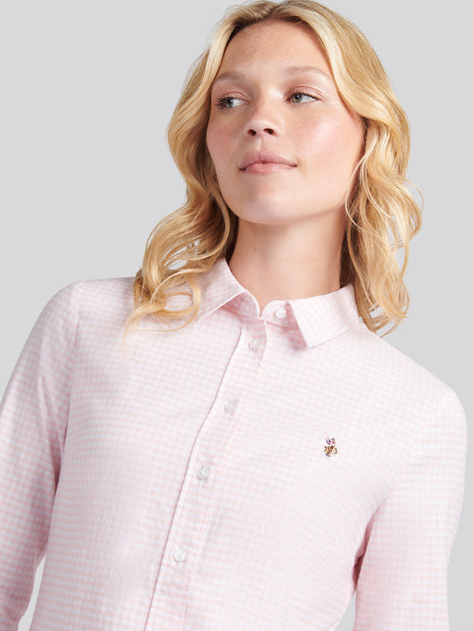 Womens Gingham Classic Fit Shirt in Crystal Rose
