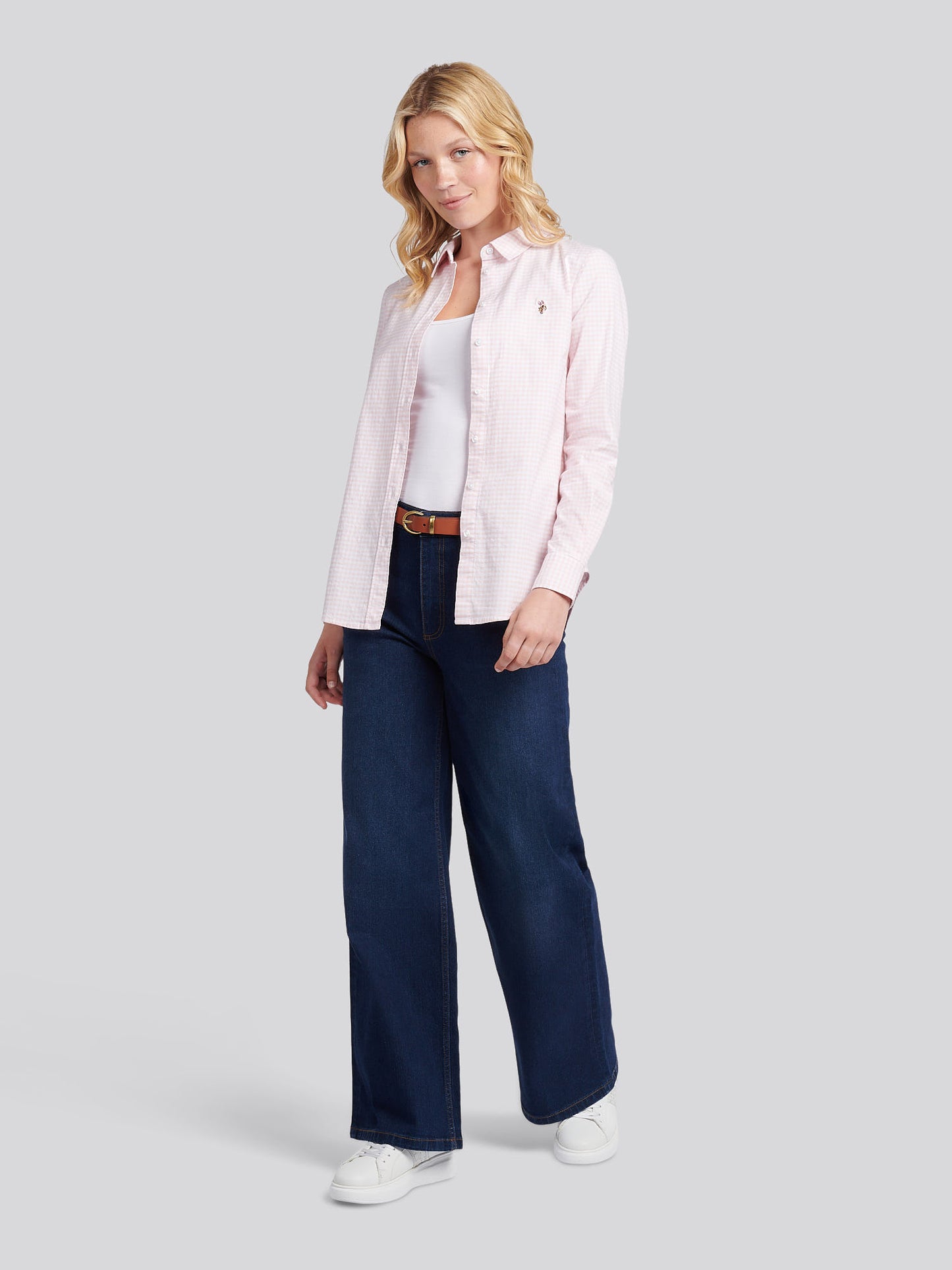 Womens Gingham Classic Fit Shirt in Crystal Rose