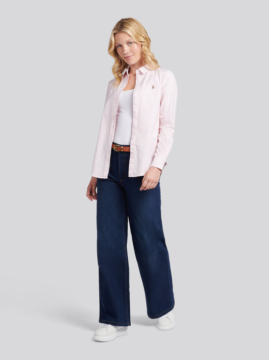 Womens Gingham Classic Fit Shirt in Crystal Rose
