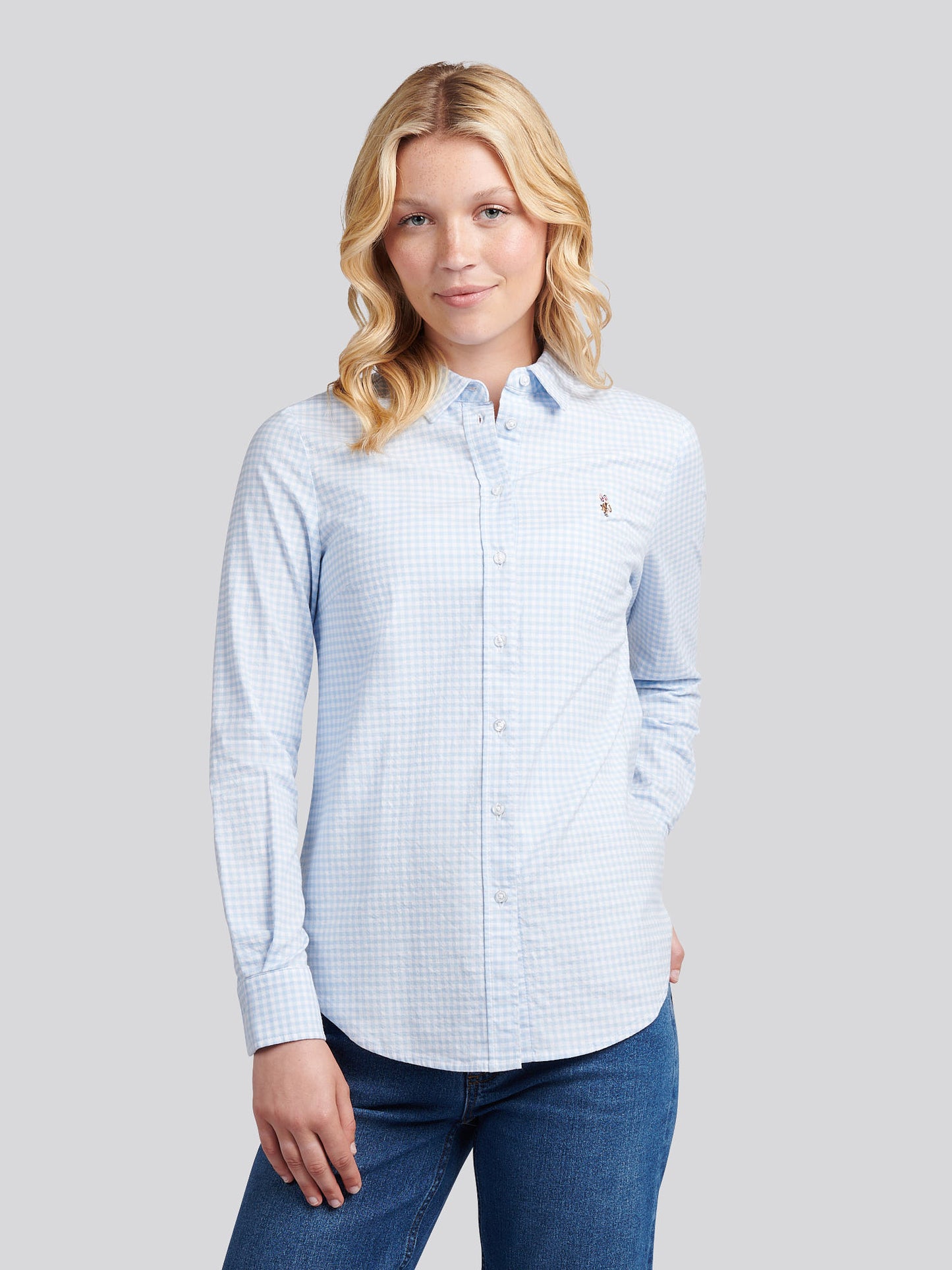 Womens Gingham Classic Fit Shirt in Windsurfer