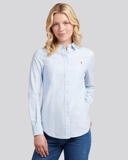 Womens Gingham Classic Fit Shirt in Windsurfer