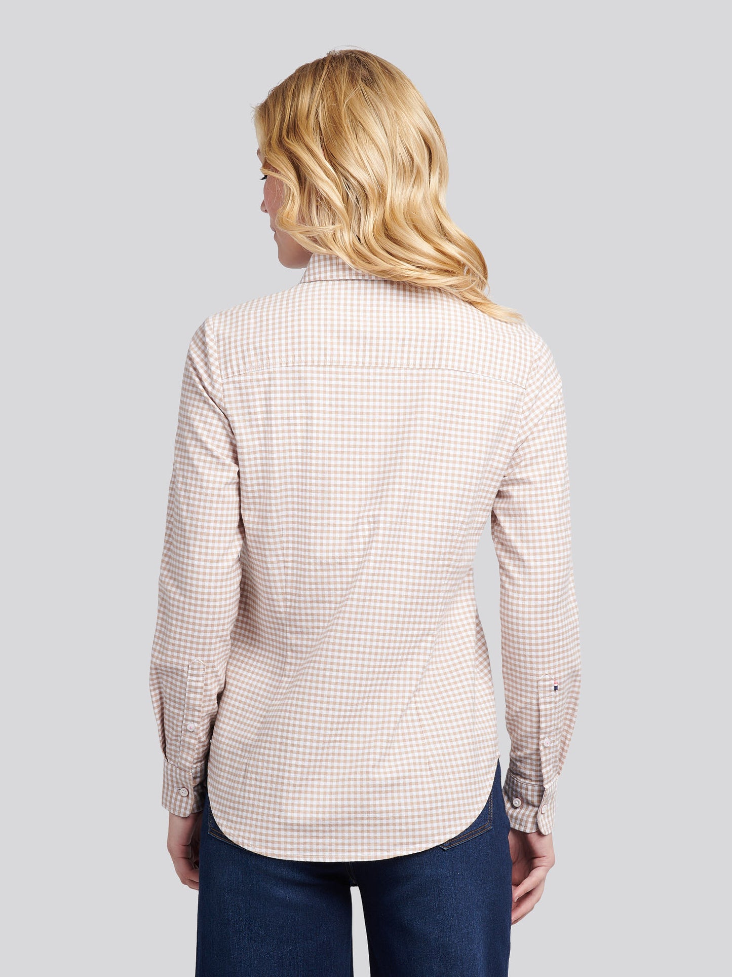 Womens Gingham Classic Fit Shirt in Natural