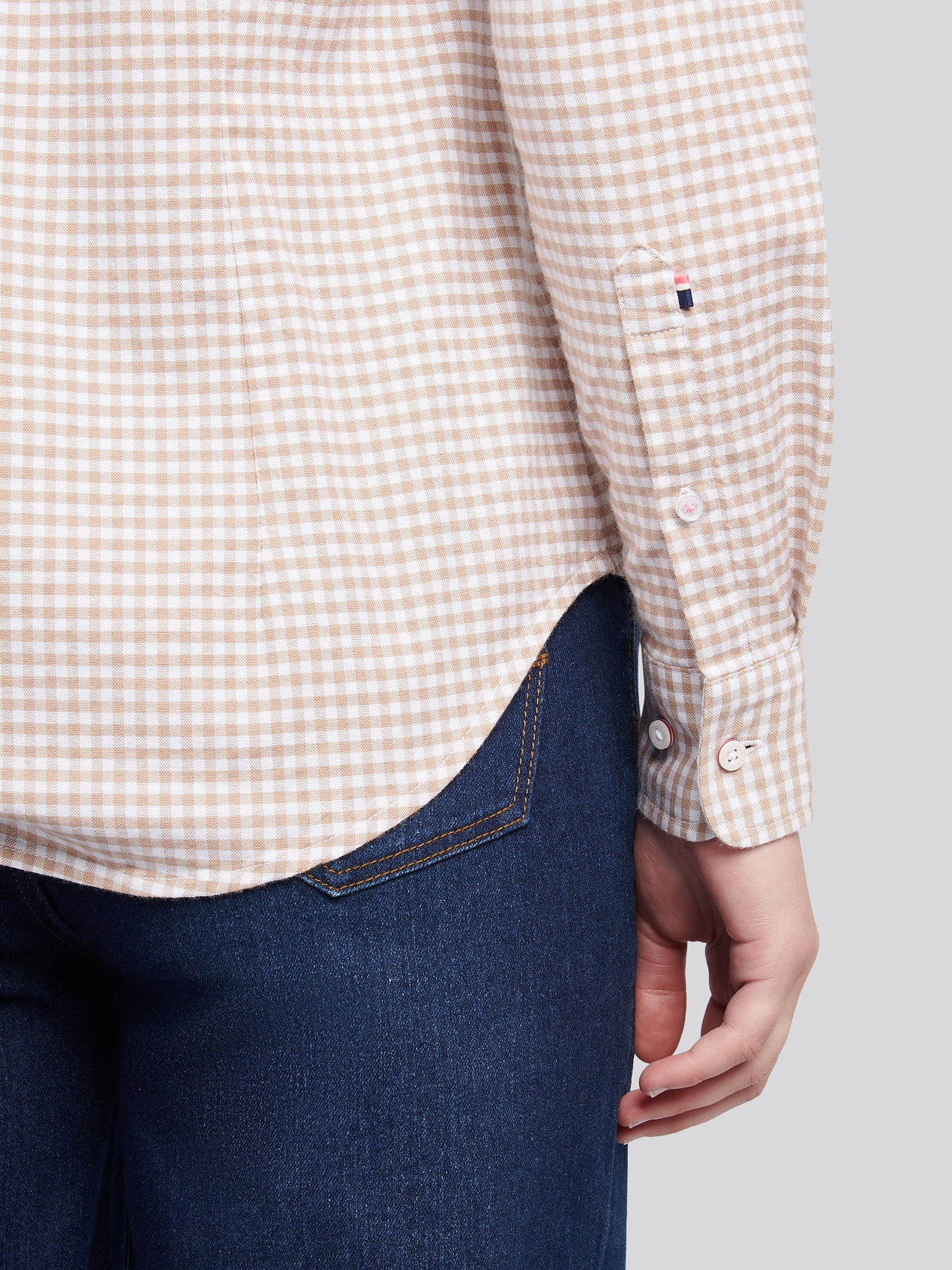 Womens Gingham Classic Fit Shirt in Natural