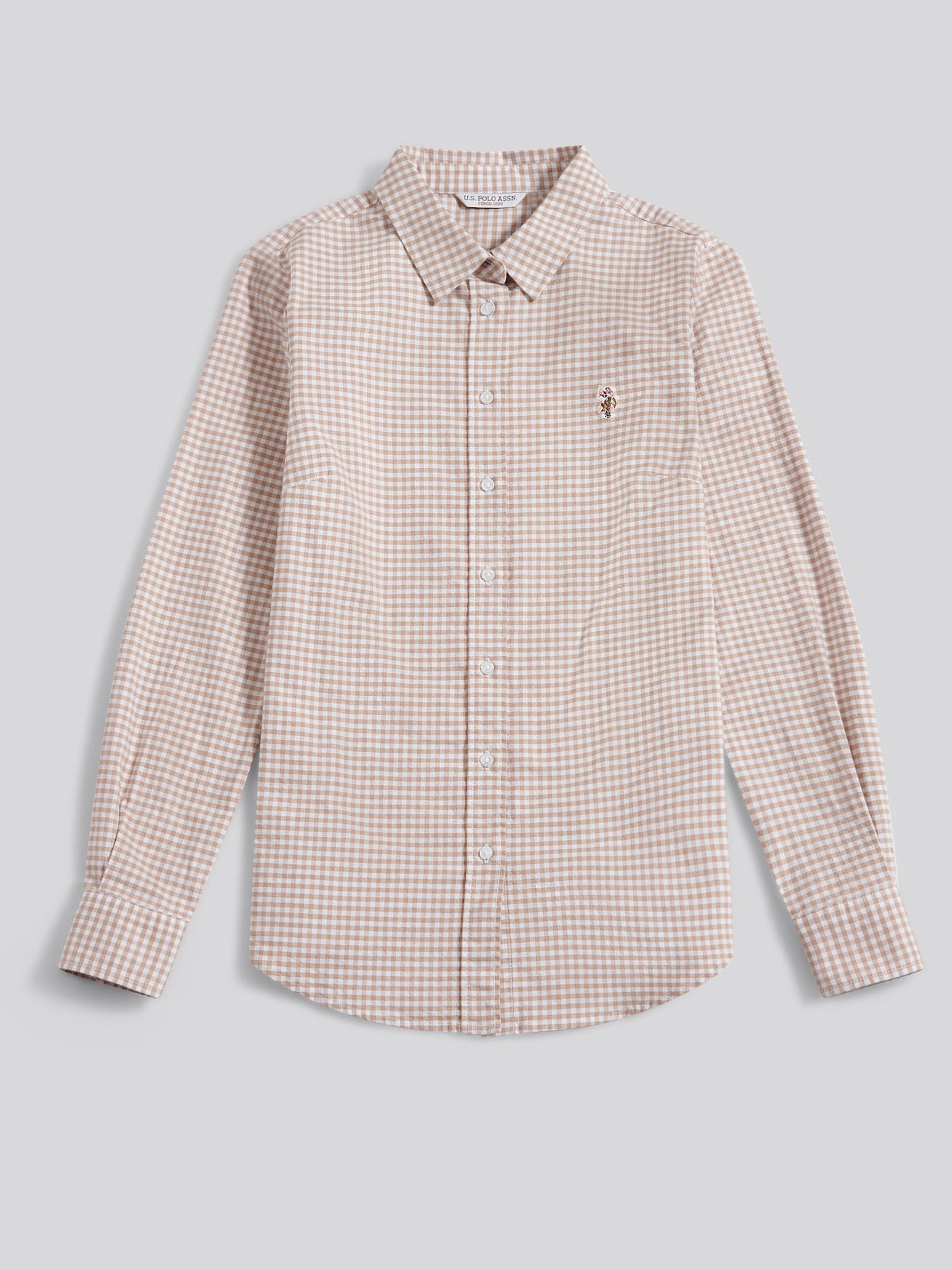 Womens Gingham Classic Fit Shirt in Natural