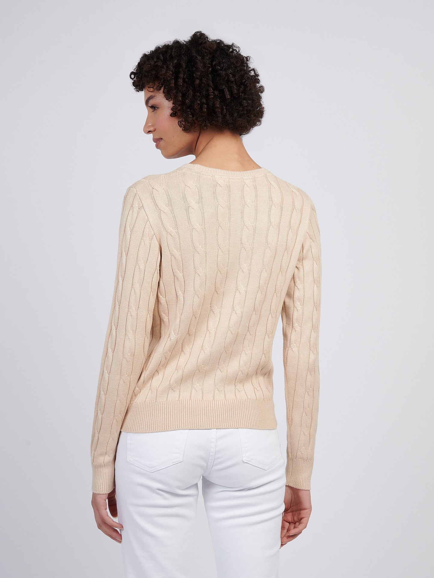 Womens Viscose Blend Crew Neck Cable Jumper in Smoke Gray