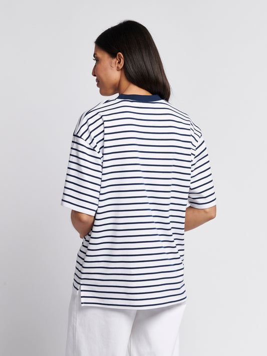 Womens Monogram Rope Stripe Shirt in Navy Iris