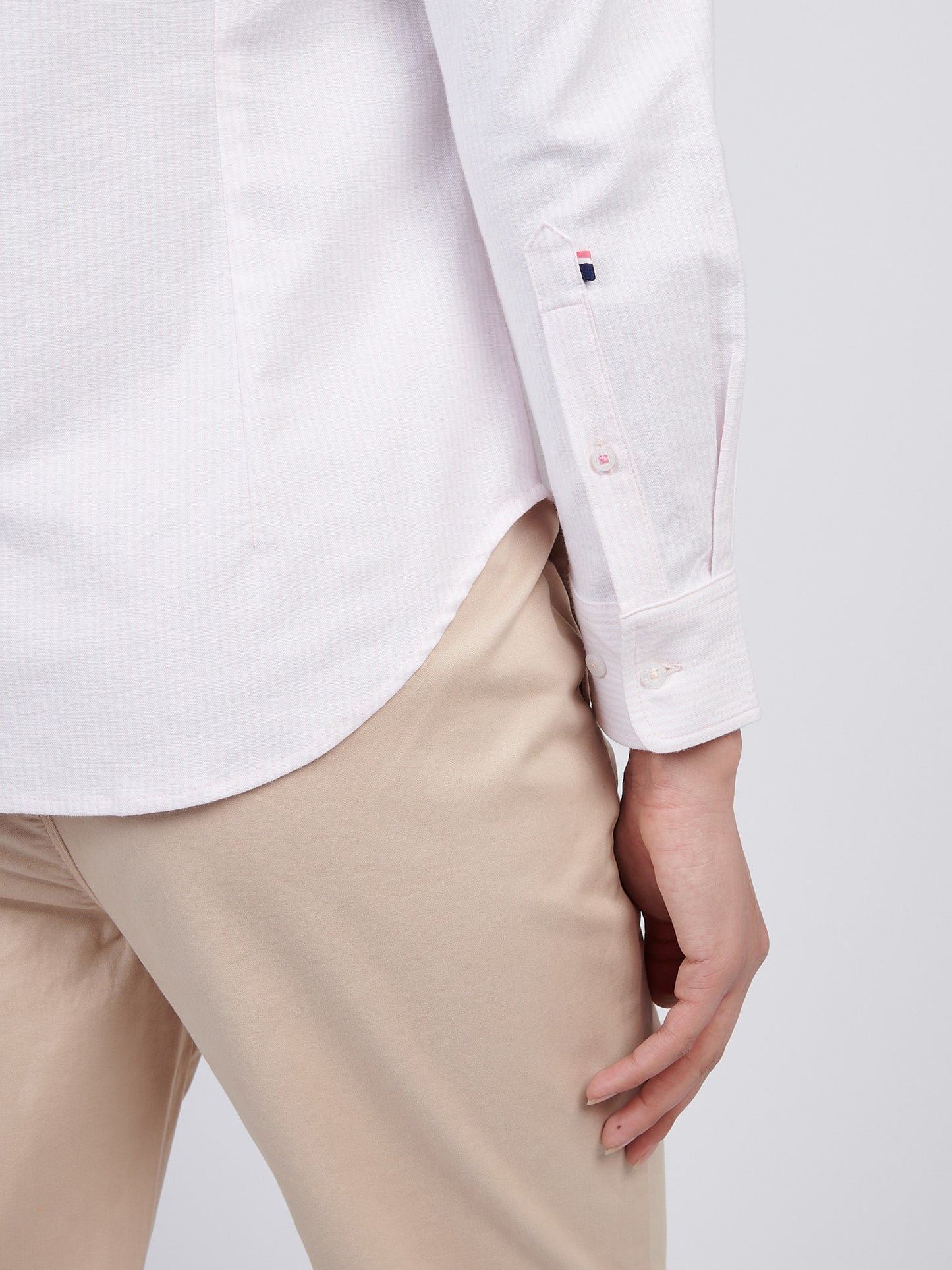 Womens Stripe Stretch Classic Fit Oxford Shirt in Crystal Rose