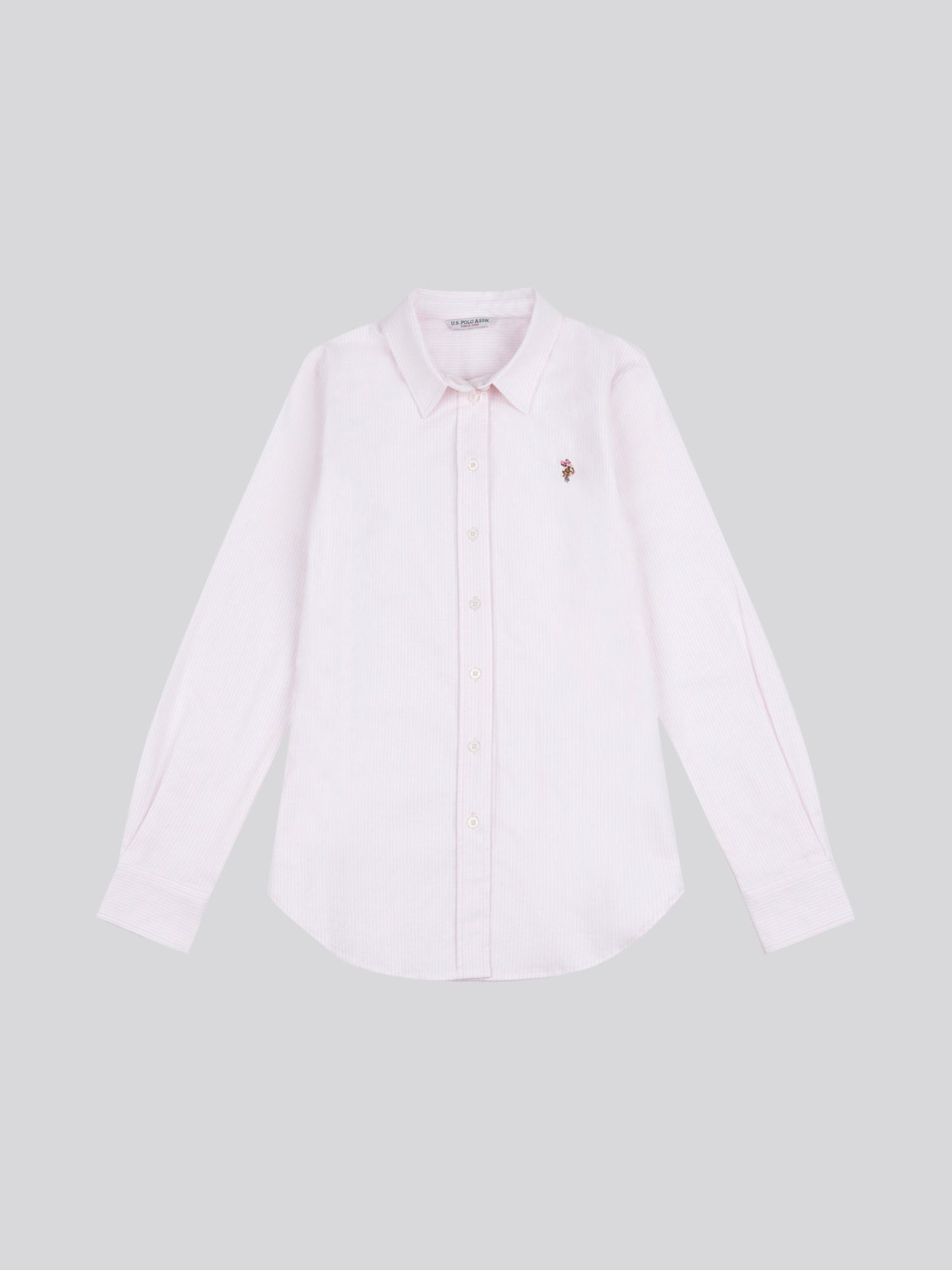 Womens Stripe Stretch Classic Fit Oxford Shirt in Crystal Rose