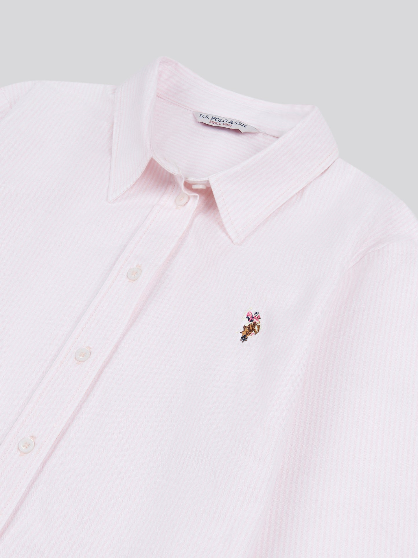 Womens Stripe Stretch Classic Fit Oxford Shirt in Crystal Rose