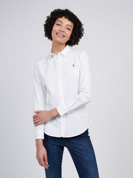Womens Stretch Classic Fit Oxford Shirt in Bright White