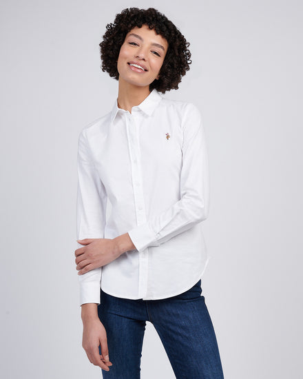 Womens Stretch Classic Fit Oxford Shirt in Bright White