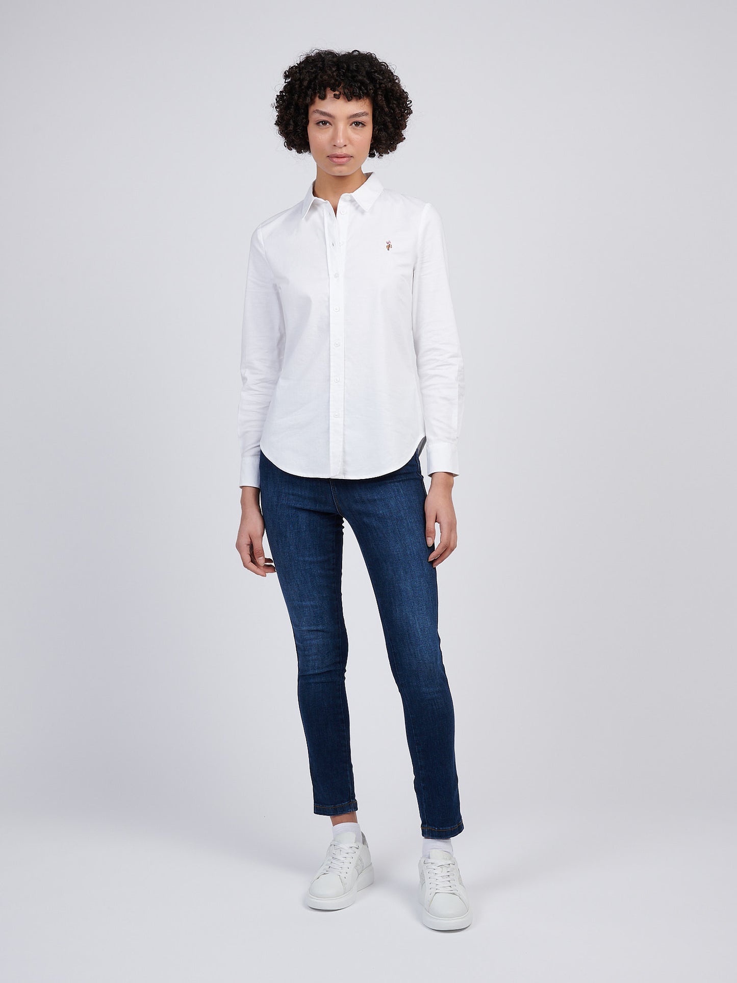 Womens Stretch Classic Fit Oxford Shirt in Bright White