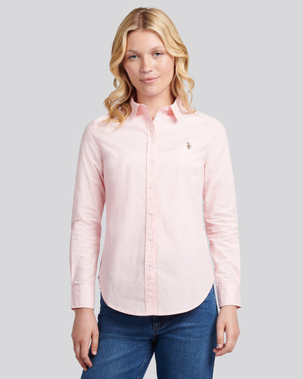 Womens Stretch Classic Fit Oxford Shirt in Crystal Rose